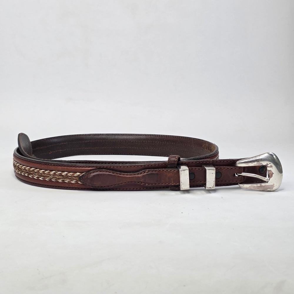 Tony Lama Mens Brown Leather Braided Horsehair Western Ranger Belt 34 7937L